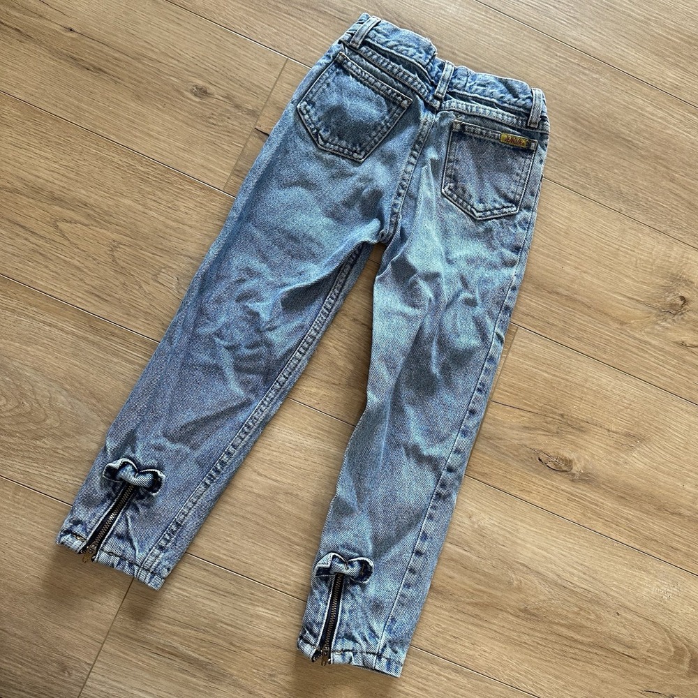 VTG Girls 5T Denim Jeans‎ Bow Zipper Ankle Medium Wash 90's Jeanjer